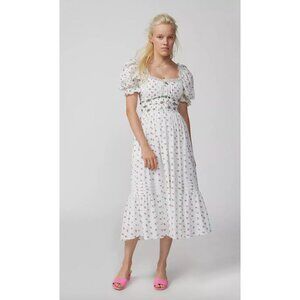 For Love & Lemons Guisti Floral Midi Dress Cottagecore Size Small Milkmaid Lace